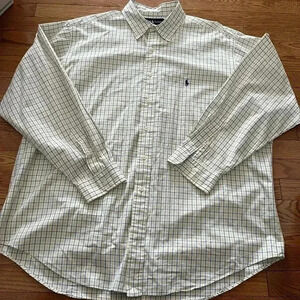 [18/36-37]Ralph Lauren Blue Tag  Yellow/Blue Plaid Classic Fit Dress Shirt -NWOT